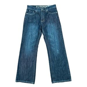 Flypaper Boys’ Bootcut Blue Denim Jeans Size 12 Embroidered Pocket Streetwear